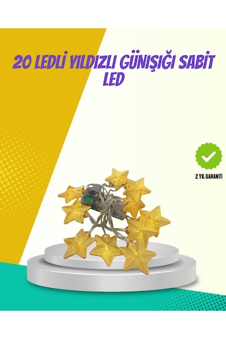 Muratech Dekoratif Yıldız Led Aydınlatma 20 Ledli 5 Metre Günışığı Uzun