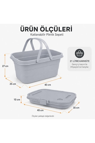 Katlanabilir Piknik Sepeti Ve Mini Masa Seti 21 Litre Kapasiteli Ergonomik Taşıma Kulplu Katlanır Piknik Çantası Ka Çok Renkli
