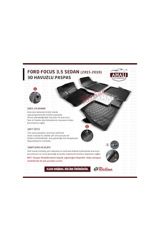 Rizline Ford Focus 3.5 Sedan 2015-2018 3D Havuzlu Paspas