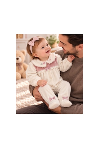 Messlife Dantel Detaylı Pudra-beyaz Kız Bebek Tulumu Ekru - 929694019 Ekru