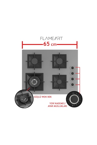 Ferre Flowart Serisi Gri Ankastre Set SC408-WFA - QBL63CPR - D079