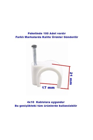 Beton Çivili Kablo Tutturma Kroşe No:7 100 Lü Pk. Beyaz Plastik