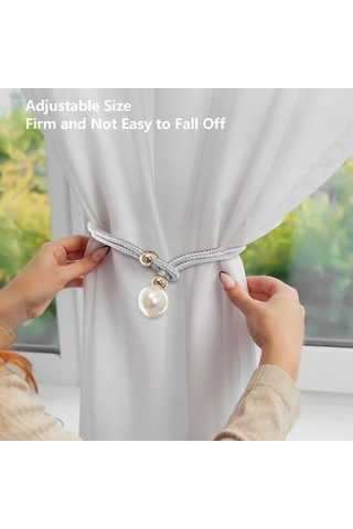 Ranyeek 4'lü Gri Paspas Perde Bağlayıcı Seti - Kaliteli Polyester Ip Ve 3.5 Cm Taklit İpek Misketi İle Zengin Ev Dekoru