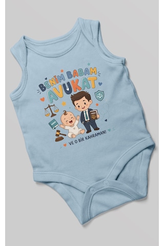 Morivokids Benim Babam Avukat Sıfır Kol Bebek Zıbını %100 Pamuk Bebe Mavisi