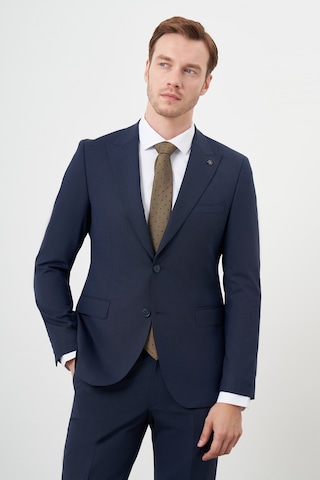 Morven Erkek Lacivert Yünlü Platinium 8-drop Slim Fit Sivri Yaka Takım Elbise Lacivert