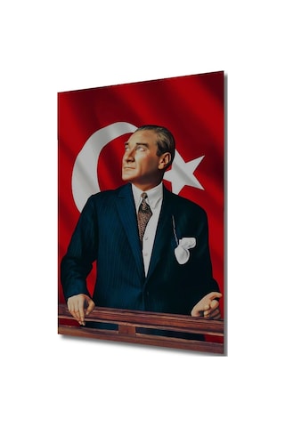 Gazi Mustafa Kemal Atatürk Yağlı Boya Görünümlü Ahşap Dekoratif Tablo Uynkfrk68642