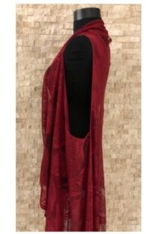 Pareo Dantel Yelek Mayo Bikini Üzeri Yaprak Desenli Püsküllü Plaj Çok Renkli