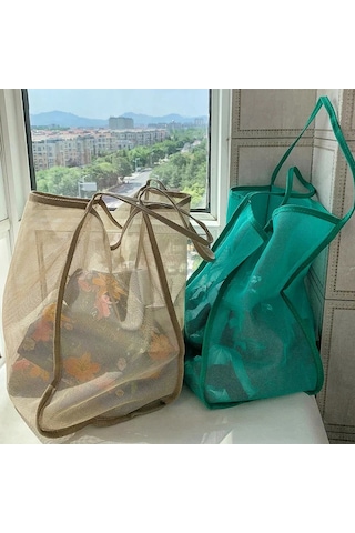 Büyük Kapasiteli Plaj Çantası, Hafif Örgü Tote Çanta, Şık Ve Çok Çok Renkli