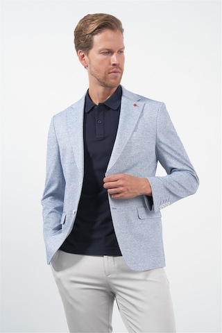 İmza Beyaz-lacivert Mono Yaka Örme 6 Drop Slim Fit Ceket 1002260153 Beyaz - Lacivert