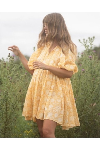 Novahub Yaz Kadın Elbisesi: Gevşek Askılı, Baskılı Çiçek Desen, Retro Avrupa & Amerikan Tarzı, Turuncu, Kişiselleştirilmiş Elbiseler/ Turuncu