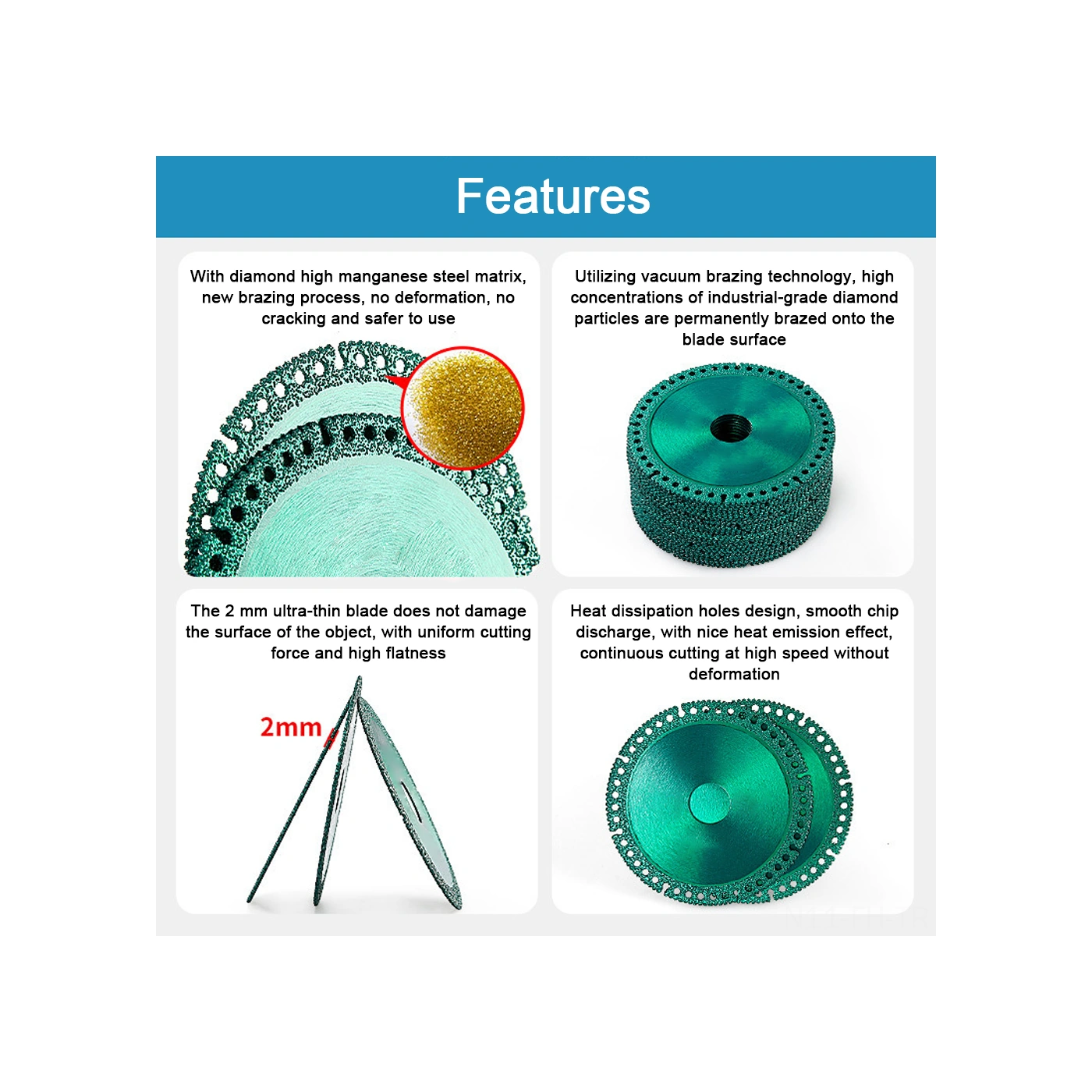 Folinda Diamantlı Füzyonlu Kesici Bladesi 100mm - Mermer, Cam, Metal, Pvc Hızlı Ve Pürüzsüz Kesim - Açımlı Taşlama Uyumlu