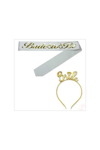 Bride To Be Kuşak Ve Bride Metal Taç Seti - Altın