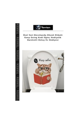 Özel Seri Decohandy Klozet Etiketi Keep Going Kedi İlginç Hediyelik Hareketli Detay Ev Hediyesi