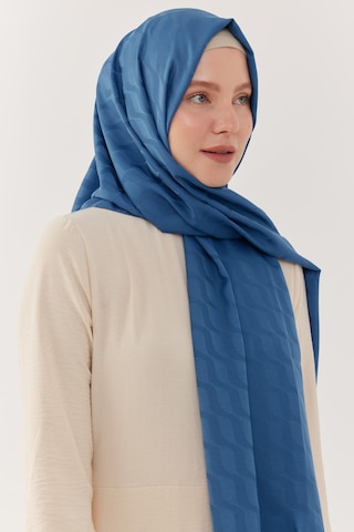Mirsoy Scarf Dalga Desen İpeksi Jakar Şal - Mavi Mavi