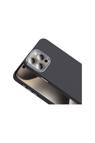 Apple Uyumlu iPhone 14 Kılıf M-safe Şarj Özellikli Karbon Fiber Görünümlü Gros Kapak Siyah-lacivert