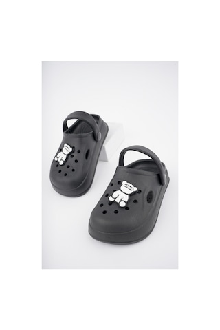 N Moda Unisex Çocuk Figürlü Sticker Sandalet-terlik Siyah