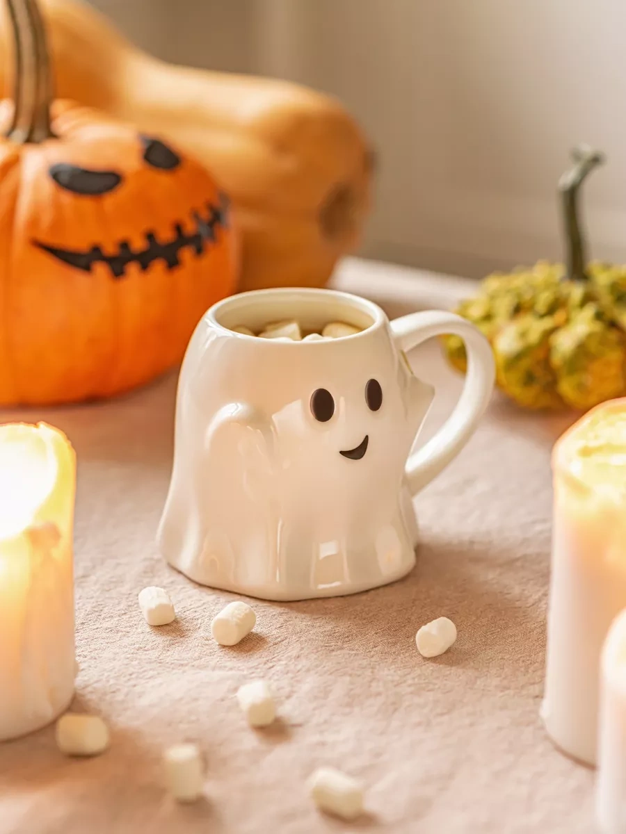 Roomi Çay Ve Kahve İçin Seramik Kupa "hayalet" Figürlü 182368554 Beyaz