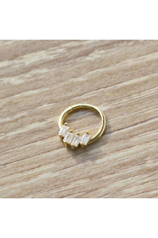 Altın Baget Taş Motif Halka Piercing As103pc Altınsepeti Sarı