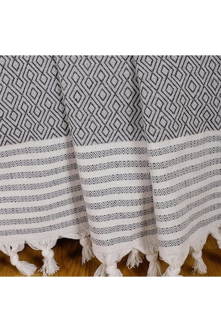 Bumedo Buldan İşi Kaymaz Pamuklu Koltuk Örtüsü 170x210 Cm Koltuk Şalı Çekyat Kanepe Örtüsü Antrasit Genel