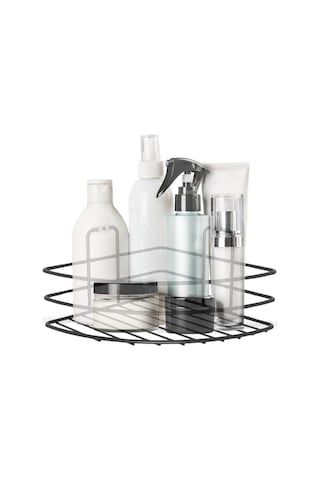 Kendiliğinden Yapışkanlı Montaj Gerektirmeyen Tek Katlı Banyo Askı Köşe Şampuanlık Siyah 5365 Çok Renkli