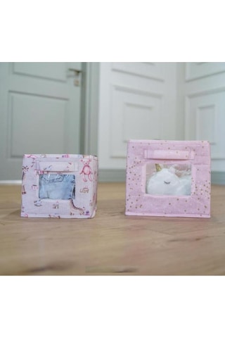 Onikiden Baby 2 Li Pencereli Düzenleyici Kutu, Çok Amaçlı Bebek Bakım Organizer Kutu 2 Li Set Pembe Beyaz - Pembe