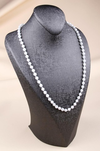 Ay Taşı Doğal Taş Düğümlü Kolye 6 Mm Küre Kesim