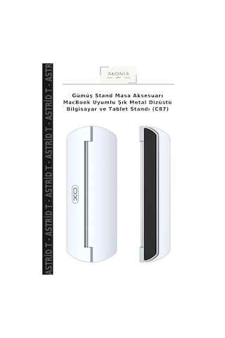 Gümüş Stand Masa Aksesuarı Macbook Uyumlu Şık Metal Dizüstü Bilgisayar Ve Tablet Standı C87