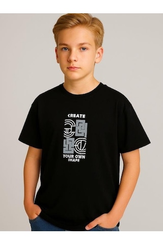 Nk Kids Erkek Çocuk Create Yazılı Pamuklu T-shirt-16026 SIYAH