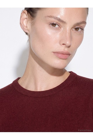 LC Waikiki Lc Waıkıkı Bordo Bisiklet Yaka Desenli Kadın Triko Kazak