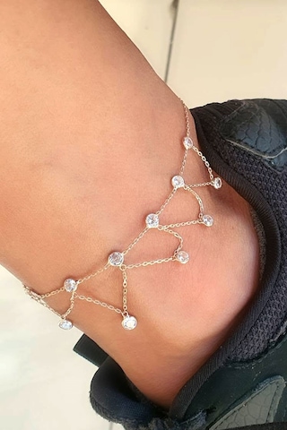 Zirkon Taş Detaylı 925 Ayar Gümüş Üzerine Rose Altın Kaplama Trend Halhal Diğer 02965552