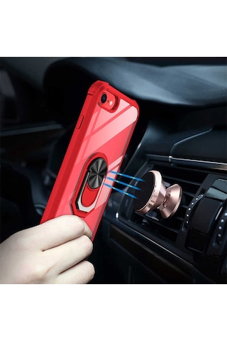 Apple Uyumlu iPhone 6S Tam Korumali Yüzüklü Renkli Kenarli Manyetik Mola Kilif 521973037