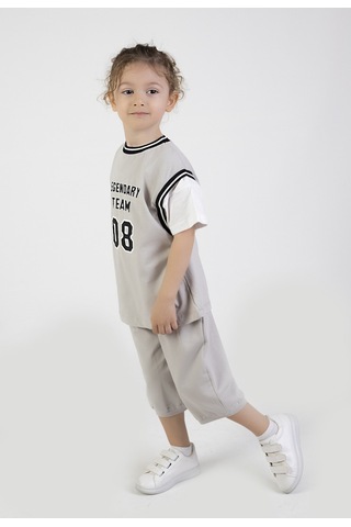 Erkek Çocuk Legendary Baskılı Kısa Kollu Diz Altı Basketball Şortlu Basic Takım 2-5 Yaş 001