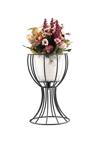 Anafor Saksılık Siyah 25 Cm Şeffaf Saksı