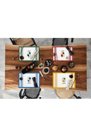 Adawall Home Hogwarts Houses Kumaş Amerikan Servis 4'lü Set Çok Renkli