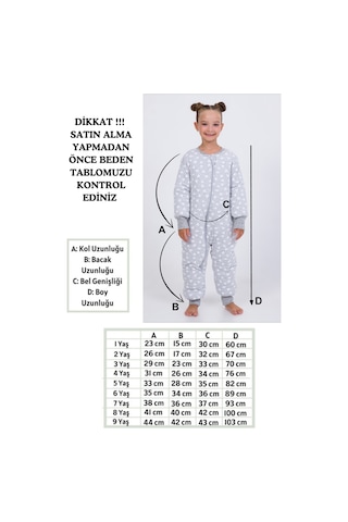 Kız Erkek Çocuk Kalın Elyaf Dolgulu Premium Kalite 2.5 Tog Desenli Uyku Tulumu Koyu Gri