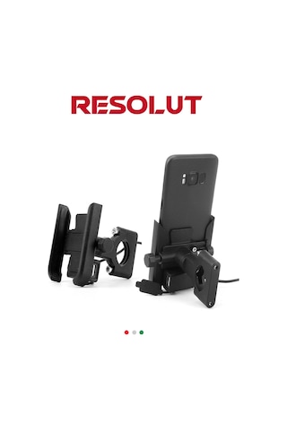Resolut Motosiklet USB Şarjlı Alüminyum Alaşım Gidon Bağlantılı Telefon Tutucu