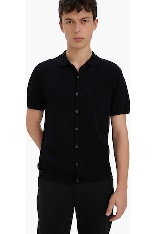 DeFacto Standart Fit Polo Yaka Kısa Kollu Siyah Triko Tişört E4603AX25SMBK27