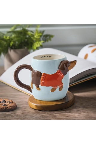 Aryıldız Aryıldz Cozy Köpek Figürlü Kupa 500ml Turuncu - Kırmızı