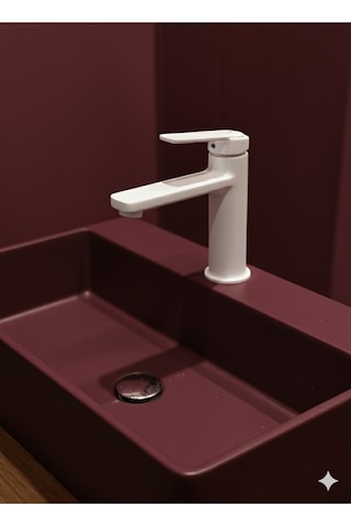 Lüks Beyaz Sabit Aç Kapa Kısa Lavabo Bataryası Montaj Aparatları İçinde Çift Girişli Musluk Beyaz
