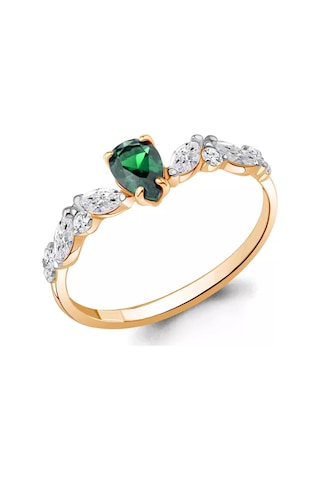 Aquamarıne Zümrütlü 925 Ayar Gümüş Yüzük Altın Kaplama 257962107 Altın