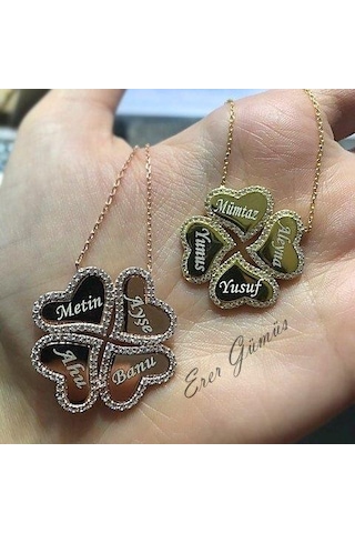 Gümüş 4 Yapraklı Yonca İsimli Kolye Rose Gold