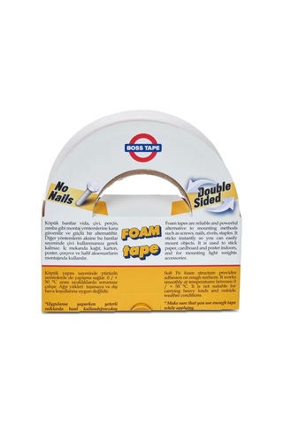 Boss Tape 2749 Çift Taraflı Köpük Bant 48mmx10m Hafif Ağırlık 5kg