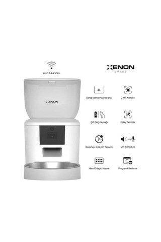 Xenon Smart Akıllı Otomatik Kedi Köpek Mama Kabı Programlanabilir Besleme Kasesi Ve Su Pınarı Sebili 2'li Pet Ür