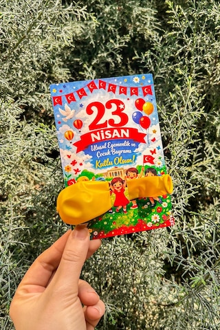 20 Adet 23 Nisan Şeker Ve Balon Konulabilen Tebrik Kartı 20'li Set Sınıf Dağıtımlık Hediyelik Kart
