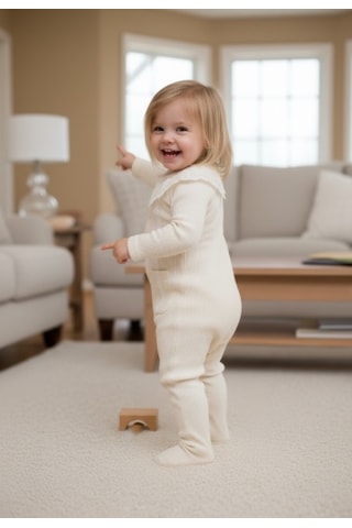 Miomini Baby Kız Bebek Patikli Tulum Mıo-4425 Somon