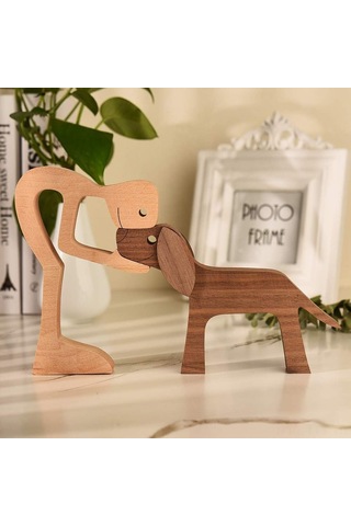 Dianziye Ahşap Köpek Aile Ornamenti - Skandinav Tasarım, Doğal Dokuma, Ev Dekorasyonu, Stres Azaltıcı, Hediye Önerisi B03