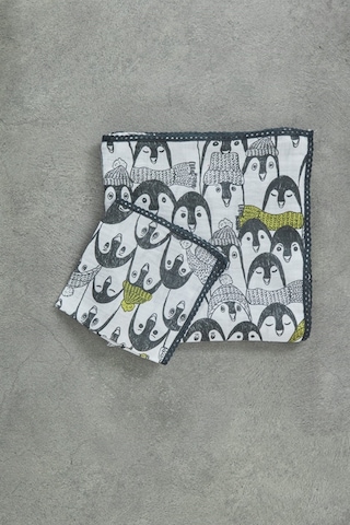 Ecocotton Pingu Bebek Müslin Örtü Seti 100 100 Cm - Füme
