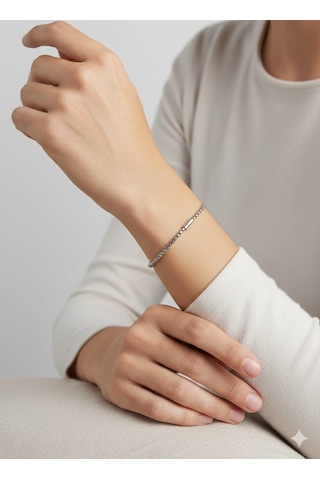 Akfecan Erkek Unisex Kadın Paslanmaz Çelik Bileklik Gümüş