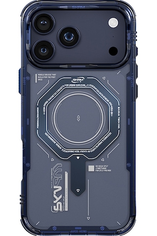 Apple Uyumlu iPhone 17 Pro Max  Kılıf Skinarma M-safe Şarj Özellikli Airbag Tasarımlı Magma Kapak Mavi Mavi