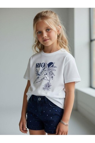Zekids Kız Çocuk Rio Baskılı Basic T-shirt-16971 Ekru